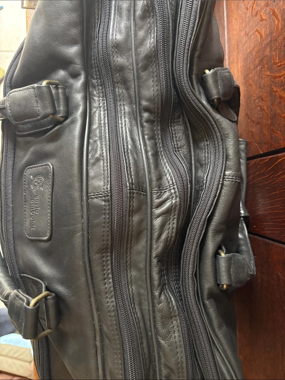 Carlo Amboldi Genuine Leather Black Duffel Bag for Travel, Gym, Work, Carryon